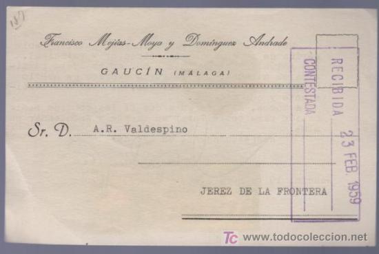 Postkarten: TARJETA POSTAL DE PUBLICIDAD DE FRANCISCO MEJIAS-MOYA Y DOMINGUEZ ANDRADE. GAUCIN. MALAGA