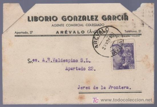 Postcards: TARJETA POSTAL DE PUBLICIDAD DE LIBORIO GONZALEZ GARCIA. AGENTE COMERCIAL. AREVALO. AVILA