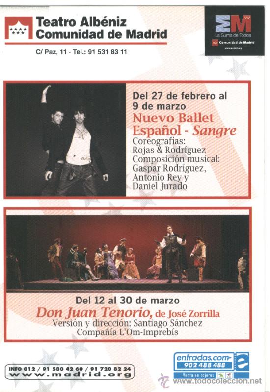 Postales: Teatro Alb&eacute;niz (Madrid). Programaci&oacute;n - Foto 1