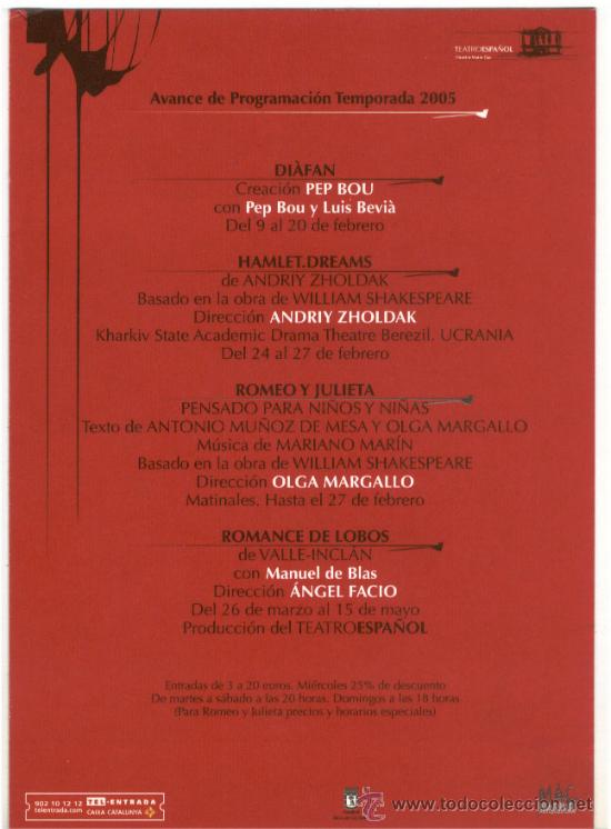 Postales: Teatro Espa&ntilde;ol (Madrid). Programaci&oacute;n 2005 - Foto 1