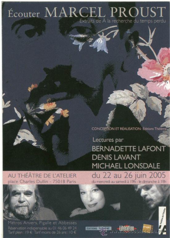 Postales: Teatro de lAtelier (Paris): &Eacute;couter MArcel Proust - Foto 1