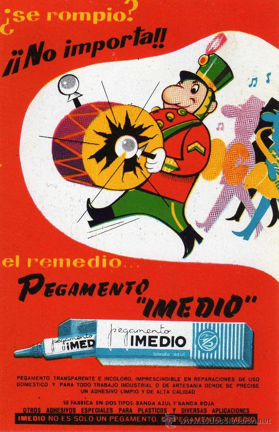 Postales: tarjeta con publicidad de pegamento y medio - Foto 1