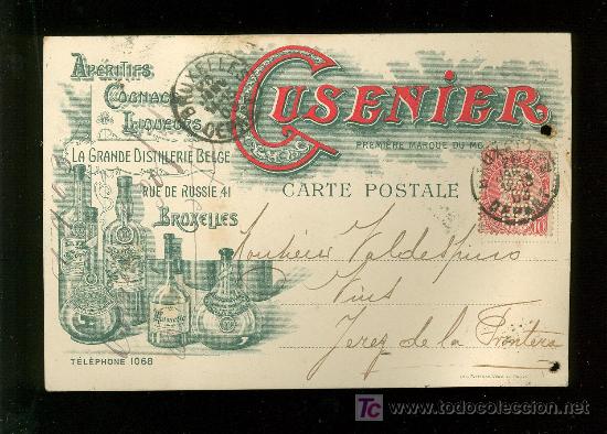 Postales: COGNAC LIQUEUR. CUSENIER. 1903. BRUXELLES. - Foto 1