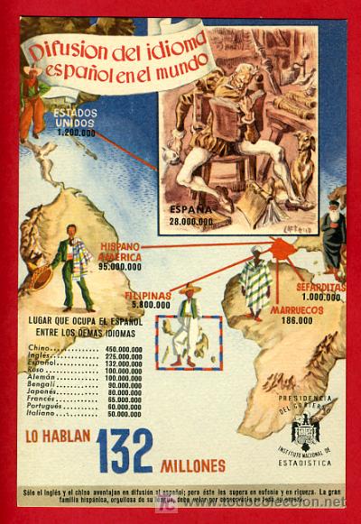 Cartes Postales: DIFUSION DEL IDIOMA ESPA&Ntilde;OL EN EL MUNDO, ESTADISTICA,    P38728