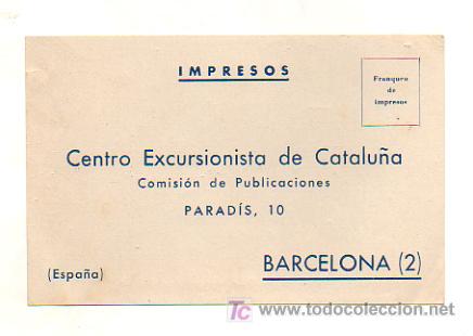 Postkarten: TARJETA DEL CENTRO EXCURSIONISTA DE CATALU&Ntilde;A, COMISI&Oacute;N DE PUBLICACIONES. 1946. TARJETA DE PEDIDOS.