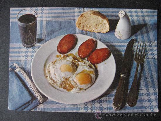 Cartes Postales: PLATOS TIPICOS DE ESPA&Ntilde;A,HUEVOS FRITOS CON  CHORIZO.