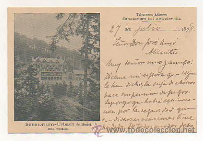 Cartoline: POSTAL DEL SANATORIUM URBACH. ALEMANIA. 27 JULIO 1898. REVERSO SIN DIVIDIR.