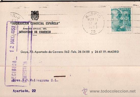 Postales: TARJETA POSTAL DE INFORMACION COMERCIAL ESPA&Ntilde;OLA 1953