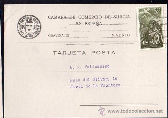 Postales: TARJETA POSTAL DE CAMARA DE COMERCIO DE SUECIA EN ESPA&Ntilde;A 1949