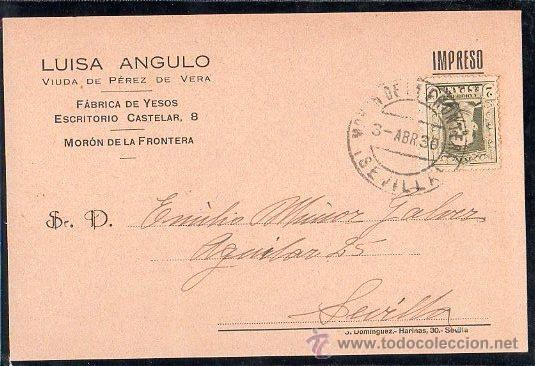 Cartes Postales: TARJETA POSTAL DE LUISA ANGULO, VIUDA DE PEREZ DE VERA (MORON DE LA FRONTERA)