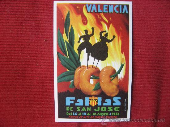 Postales: FALLAS DE SAN JOSE,1961.VALENCIA.POSTAL ORIGINAL. - Foto 1