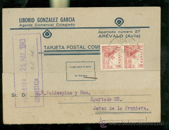 Postkarten: TARJETA POSTAL PUBLICITARIA. LIBORIO GONZALEZ GARCIA. AGENTE COMERCIAL. 1943.