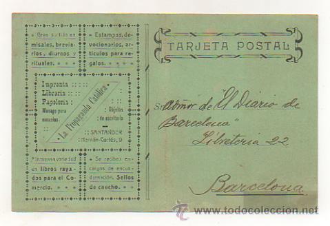 Postkarten: LIBRERIA LA PROPAGANDA CATOLICA. (REVERSO IMPRESO). CIRCULADA EN 1912.