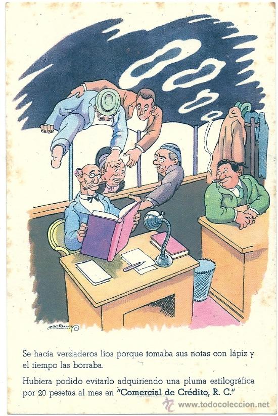 Postales: 1106D- POSTAL PUBLICITARIA COMERCIAL DE CR&Eacute;DITO R.C -1945 - GR&Aacute;FICA MAN&Eacute;N - ILUSTRADA POR CASTANYS