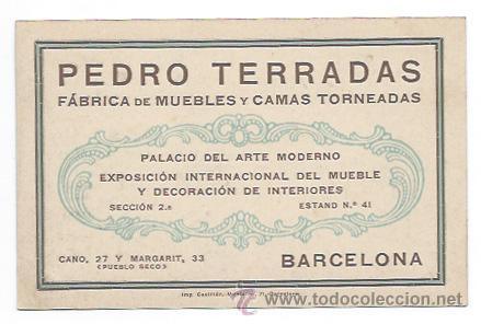 Cartoline: PEDRO TERRADAS. F&Aacute;BRICA DE MUEBLES Y CAMAS TORNEADAS. PALACIO ARTE MODERNO. EXPOSICION DEL MUEBLE.