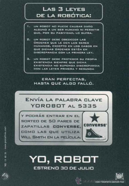 Postales: Postal folleto publicitario -Yo Robot - Foto 2