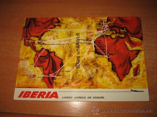 Postales: IBERIA  MAPA DE RUTAS  CIRCULADA 1976 - Foto 1