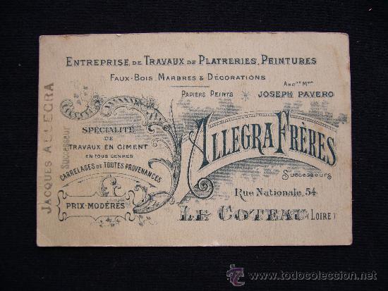 Postcards: Tarjeta Publicidad. Allegra Fr&egrave;res. Francia.