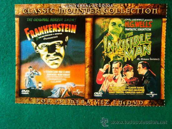 Postales: CLASSIC MONSTER COLLECTION - FRANKENSTEIN - THE INVISIBLE MAN - POSTAL - DECADA 1990 ?
