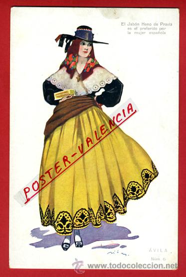 Cartoline: POSTAL PUBLICIDAD, JABON HENO DE PRAVIA, MUJER AVILA,  P78851