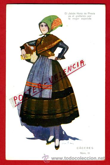 Cartoline: POSTAL PUBLICIDAD, JABON HENO DE PRAVIA, MUJER CACERES,  P78856