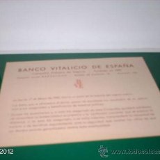 Postales: TARJETA PUBLICITARIA AÑOS 50 DE BANCO VITALICIO DE BARCELONA