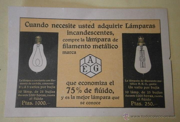 Postales: Postal propaganda, l&aacute;mparas AEG. - Foto 1