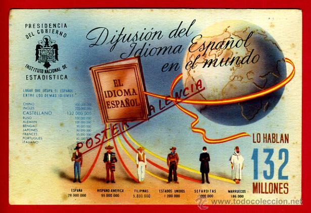 Cartoline: POSTAL, POSTAL ILUSTRADA, ESTADISTICA, PRESIDENCIA GOBIERNO, DIFUSION DEL ESPA&Ntilde;OL, P80884