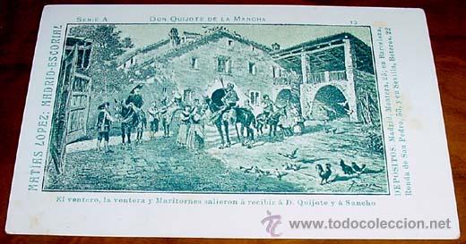 Cartoline: ANTIGUA POSTAL DE DON QUIJOTE DE LA MANCHA - SERIE A N&ordm; 13 - PUBLICIDAD DE MATIAS LOPEZ : Madrid-Esc