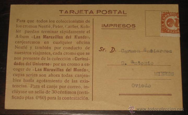 Cartoline: ANTIGUA POSTAL DE PUBLICIDAD DE ALBUM DE CROMOS NESTLE - CON TABLA DE CONTABILIDAD DEL ALBUM CURIOSI