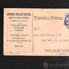 Postales: TARJETA POSTAL PUBLICITARIA. AGENTE DE ADUANAS ANTONIO VIDALES BREBAL, VILLAGARCIA DE AROSA. 1943