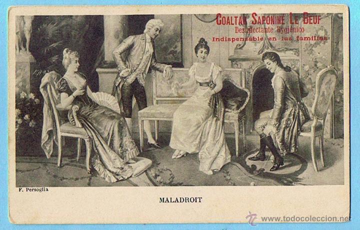 Postkarten: MALADROIT. POSTAL PUBLICITARIA DE COALTAR SAPONINE LE BOEUF. F. PERSOGLIA
