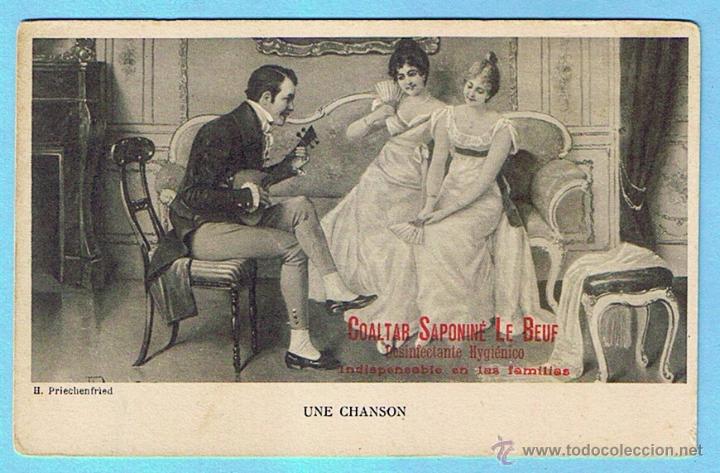 Postais: UNE CHANSON. POSTAL PUBLICITARIA DE COALTAR SAPONINE LE BOEUF. H. PRIECHENFRIED