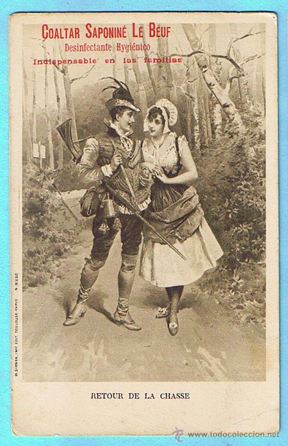 Postais: RETOUR DE LA CHASSE. POSTAL PUBLICITARIA DE COALTAR SAPONINE LE BOEUF