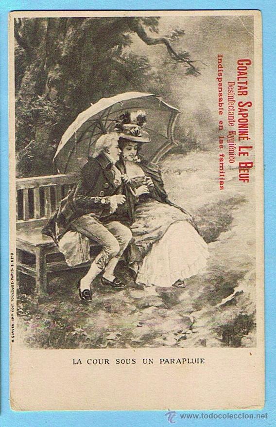 Postais: LA COUR SOUS UN PARAPLUIE. POSTAL PUBLICITARIA DE COALTAR SAPONINE LE BOEUF