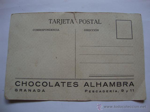 Postales: TARJETA POSTAL ORIGINAL CHOCOLATES ALHAMBRA GRANADA - Foto 2