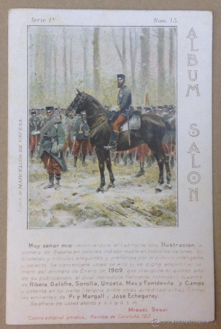 Cartoline: ALBUM SALON. N&ordm; 15. Serie 1. ILUSTRACI&Oacute;N DE MARCELINO DE UNCETA. (Reverso sin sividir)