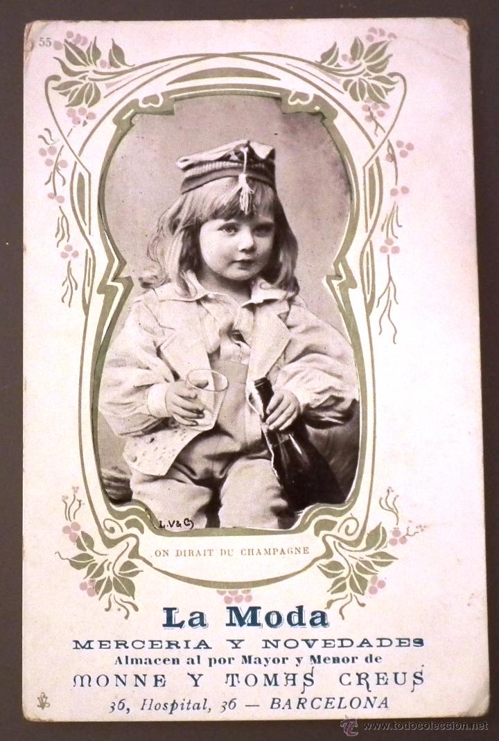 Postales: POSTAL MODERNISTA CON PUBLICIDAD DE LA MODA, MERCER&Iacute;A Y NOVEDADES, ALMACEN AL POR MAYOR Y MENOR