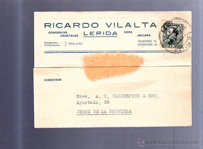 Cartes Postales: POSTAL PUBLICITARIA. CONSERVAS VEGETALES, SOPA JULIANA. RICARDO VILALTA. LERIDA. 1931. VER DORSO