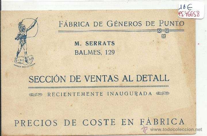 Postales: (PS-46658)TARJETA DE FABRICA DE GENEROS DE PUNTO M.SERRATS(BARCELONA)