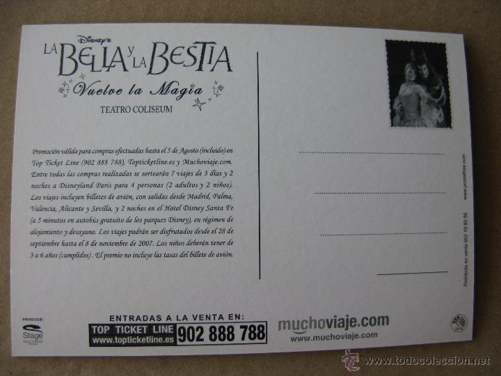 Postales: LA BELLA Y LA BESTIA.TEATRO COLISEUM. - Foto 2