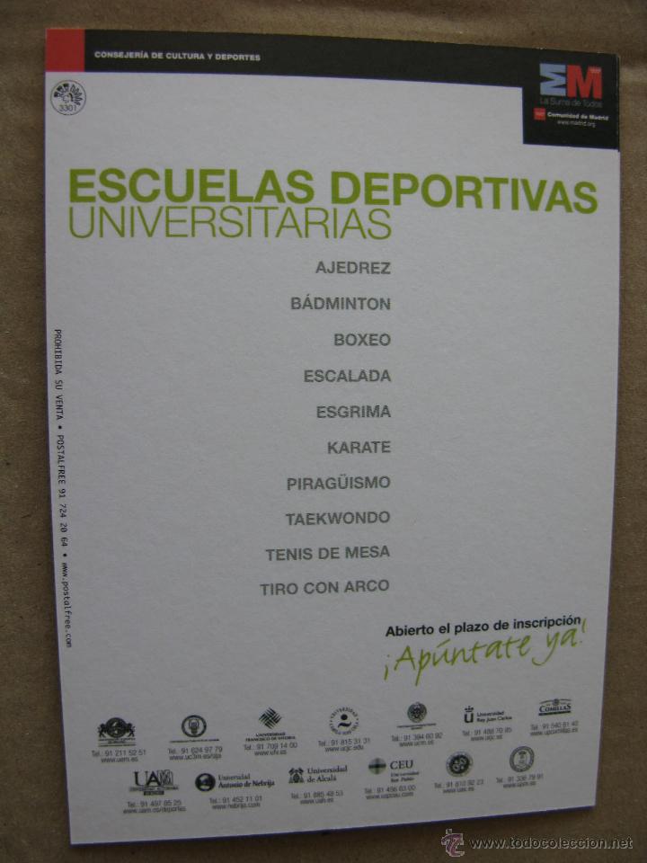 Postales: ESCUELAS DEPORTIVAS UNIVERSITARIAS. - Foto 2
