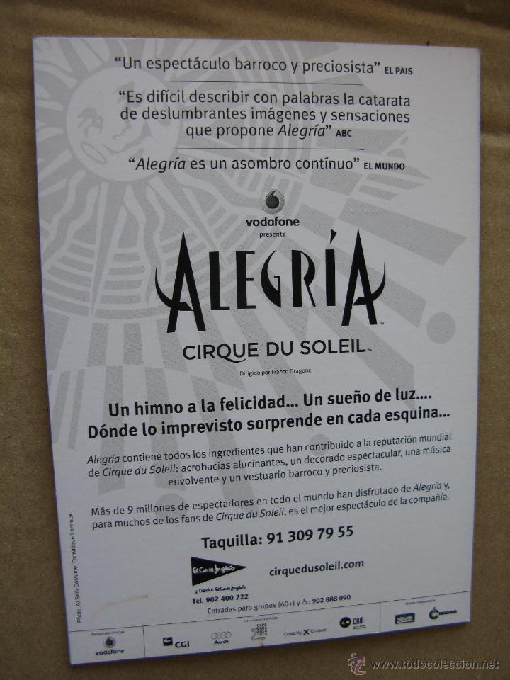 Postales: ALEGR&Iacute;A. CIRQUE DU SOLEIL. MADRID. - Foto 2