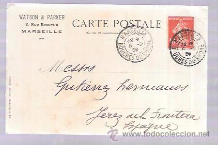 Cartoline: TARJETA POSTAL PUBLICITARIA. WATSON & PARKER. MARSEILLE.