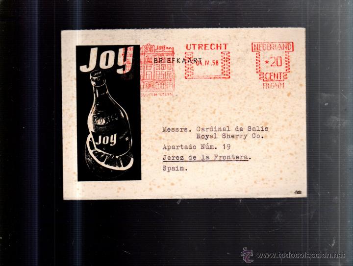 Postcards: TARJETA POSTAL PUBLICITARIA. JOY. UTRECHT - STATION. 1958