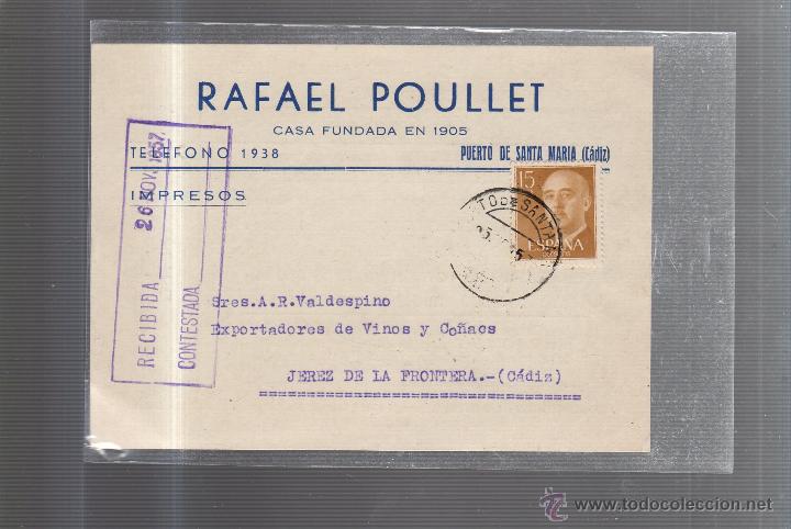Postkarten: TARJETA POSTAL PUBLICITARIA. RAFAEL POULLET. 1957. PUERTO DE SANTA MARIA, CADIZ.