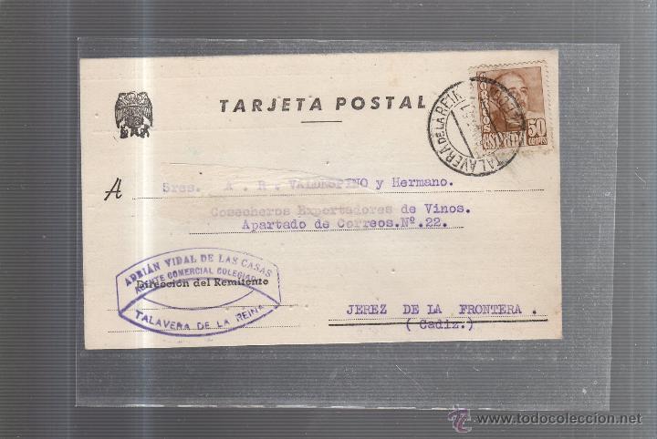 Cartoline: TARJETA POSTAL PUBLICITARIA. ADRIAN VIDAL. TALAVERA REINA. 1951.