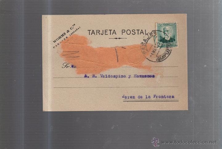 Cartoline: TARJETA POSTAL PUBLICITARIA. WORMS & Cie. PASAJES. 1935