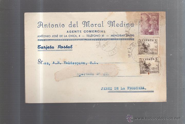 Postais: TARJETA POSTAL PUBLICITARIA. ANTONIO DEL MORAL MEDINA. AGENTE COMERCIAL. 1947