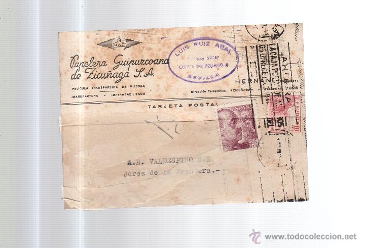 Postcards: TARJETA POSTAL PUBLICITARIA. PAPELERIA GUIPUZCOANA DE ZICU&Ntilde;AGA. MANUFACTUERA. IMPERMEABLE. 1947